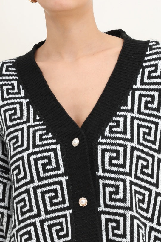 Pat Black and white cardigan