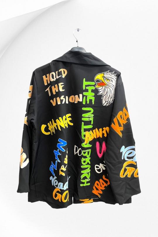 Plus size print blazer