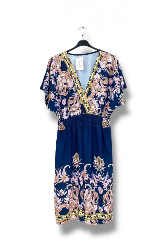 Simone Navy floral print plus size dress