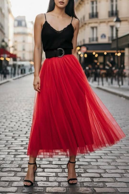 Frankie Red tulle skirt