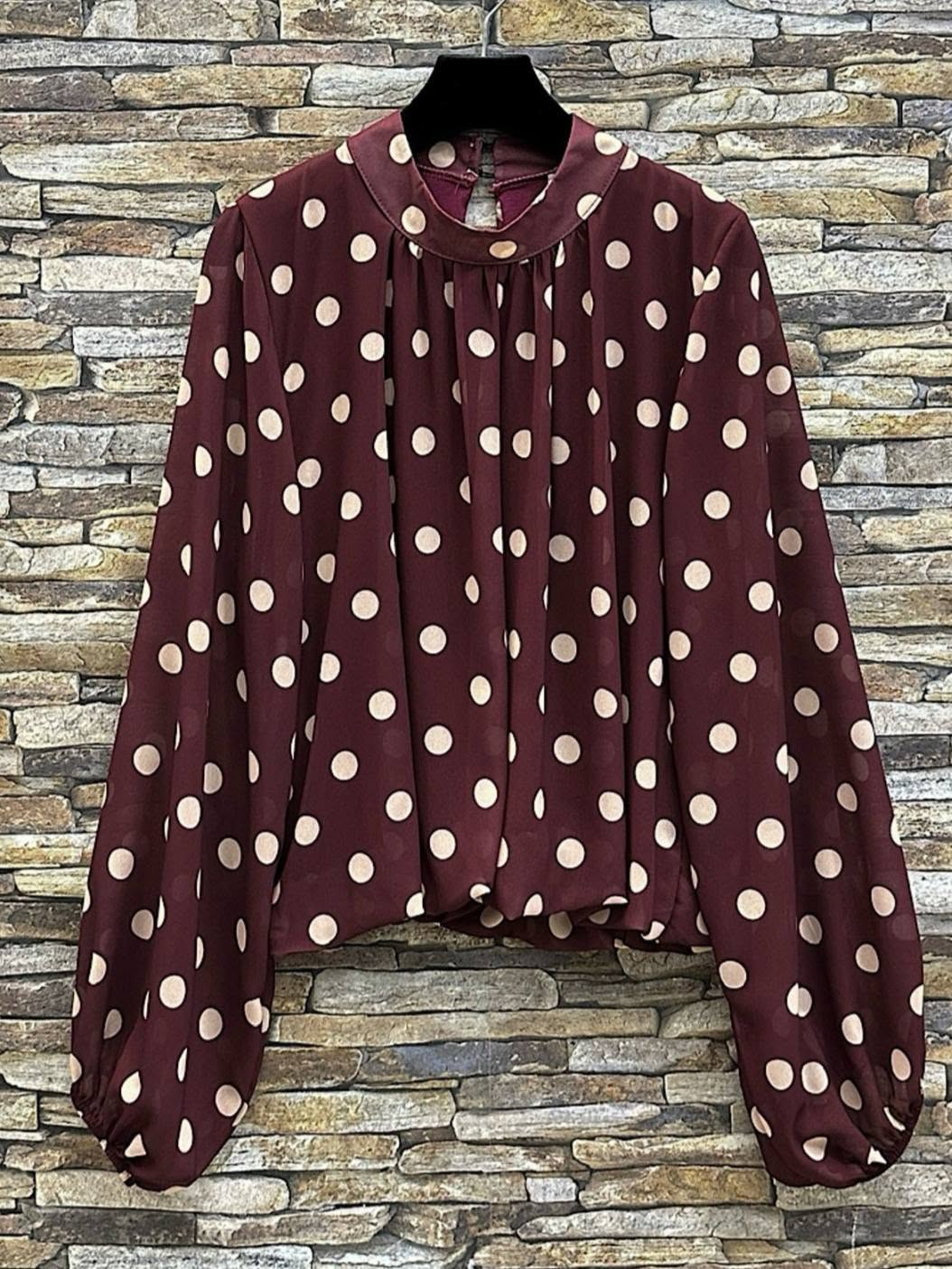 Lin Burgundy polka dot blouse
