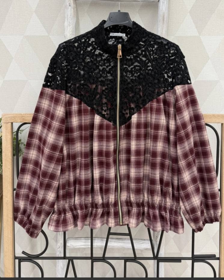 Niamh Burgundy lace jacket