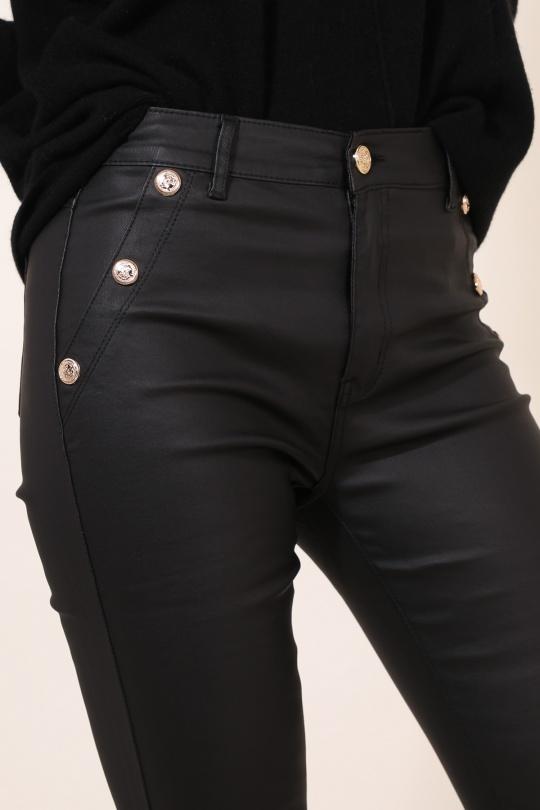 Black coated wax jeans