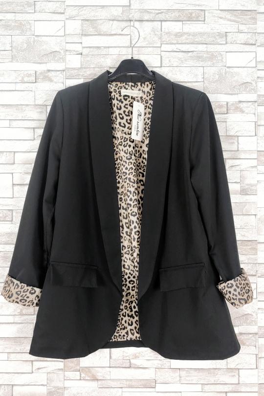 Carla Black leopard print blazer