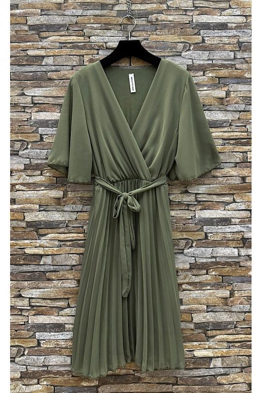 Khaki pleated dress