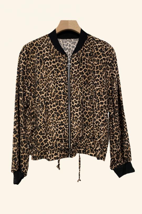 Lorna leopard print bomber jacket
