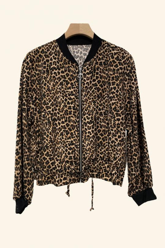 Lorna leopard print bomber jacket