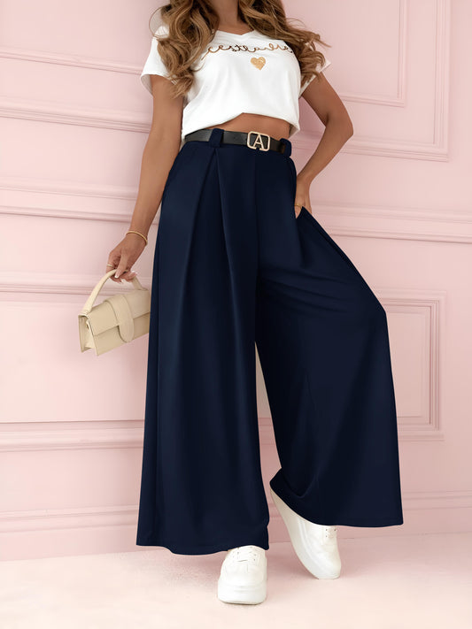 Navy belted trousers