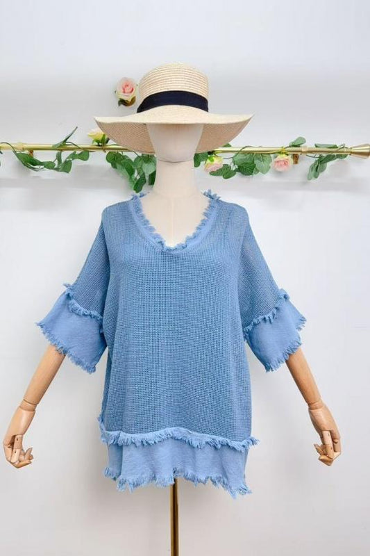 Leo raw edge top