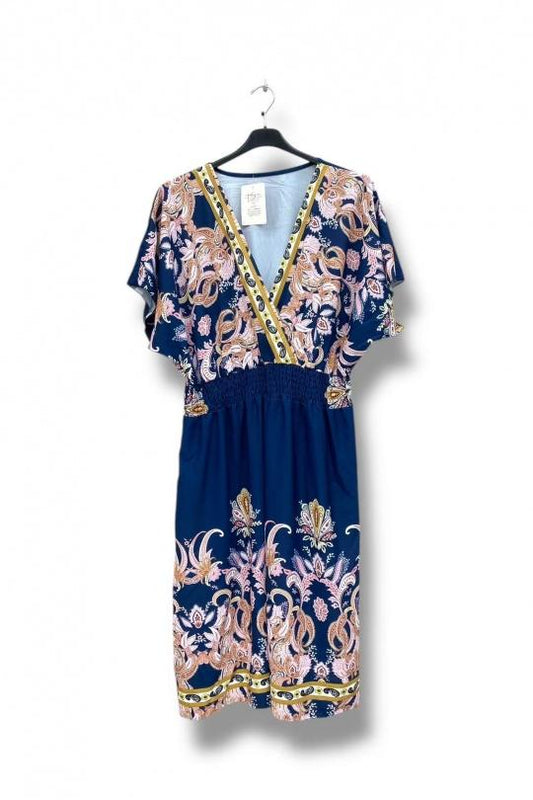 Simone Navy floral print plus size dress
