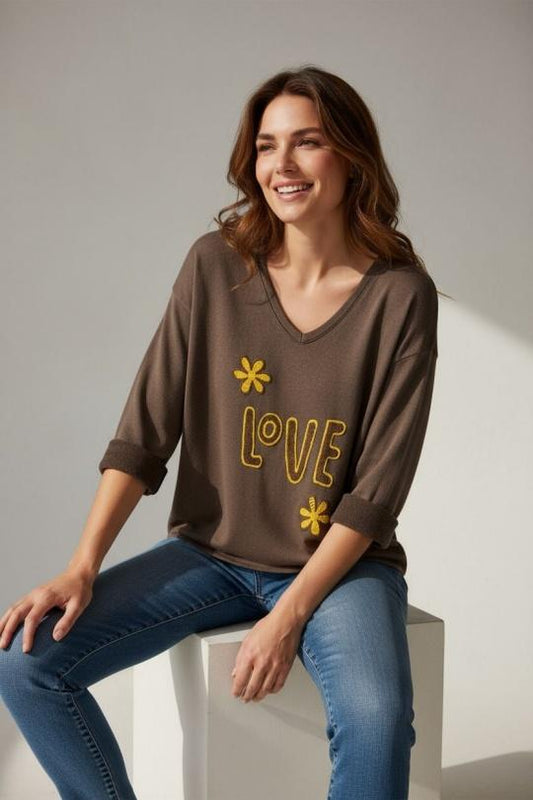 Annette Brown print top