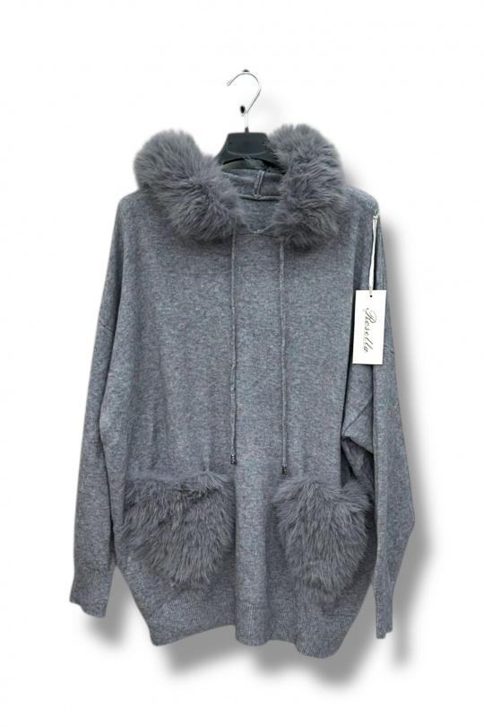 Raven Fur trimmed jumper