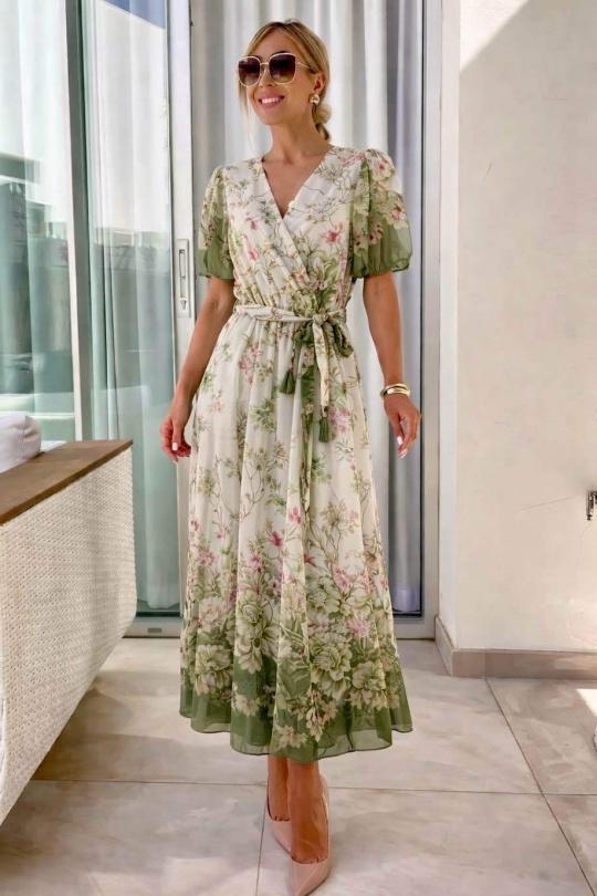 Cathy Khaki print dress