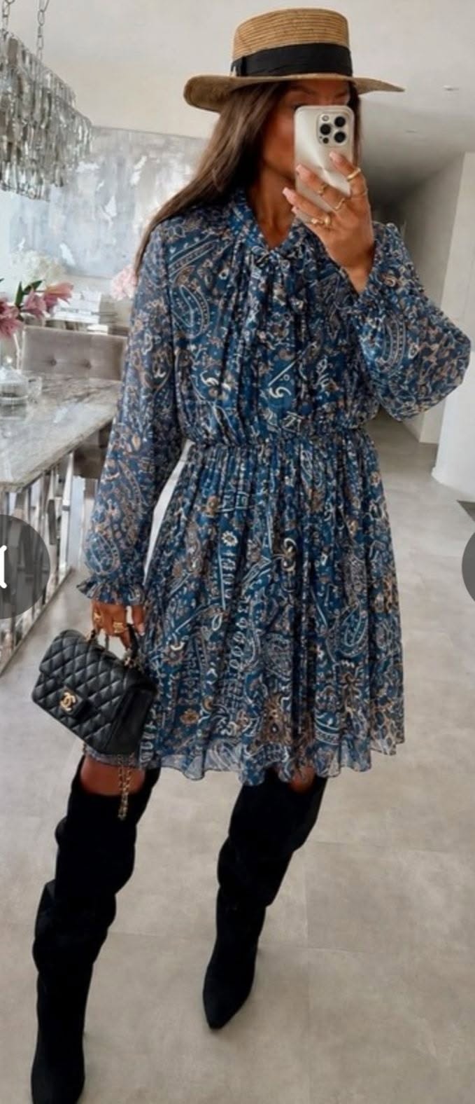 Vienna Navy print dress