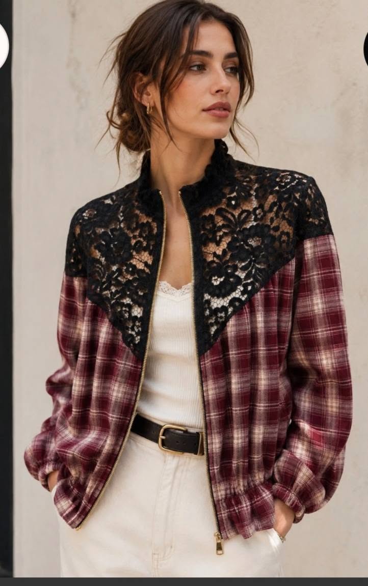 Niamh Burgundy lace jacket