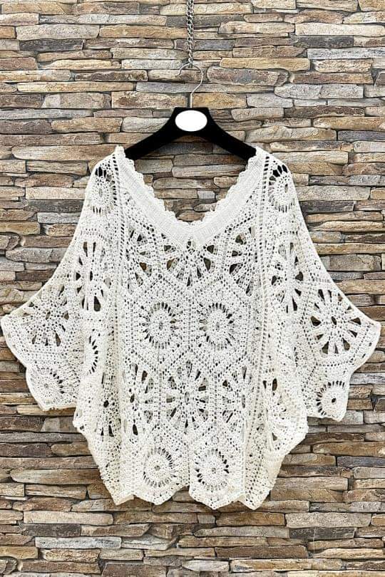 White crochet jumper one sz fits 12/18