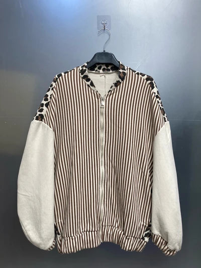Stella Brown print bomber jacket